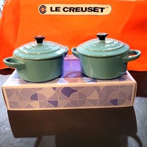 New Le Creuset Turquoise Mini Cocotte. Set of 2